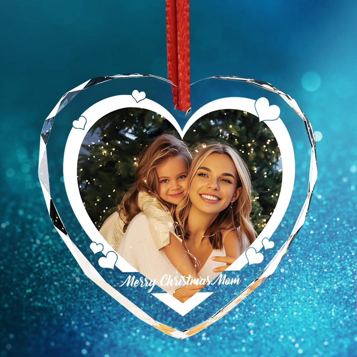 Bemaystar Personalized Crystal Christmas Ornaments with Photo,Custom Christmas Ornament,Personalized Christmas Ornaments 2024,Bridal Shower Gifts for Bride