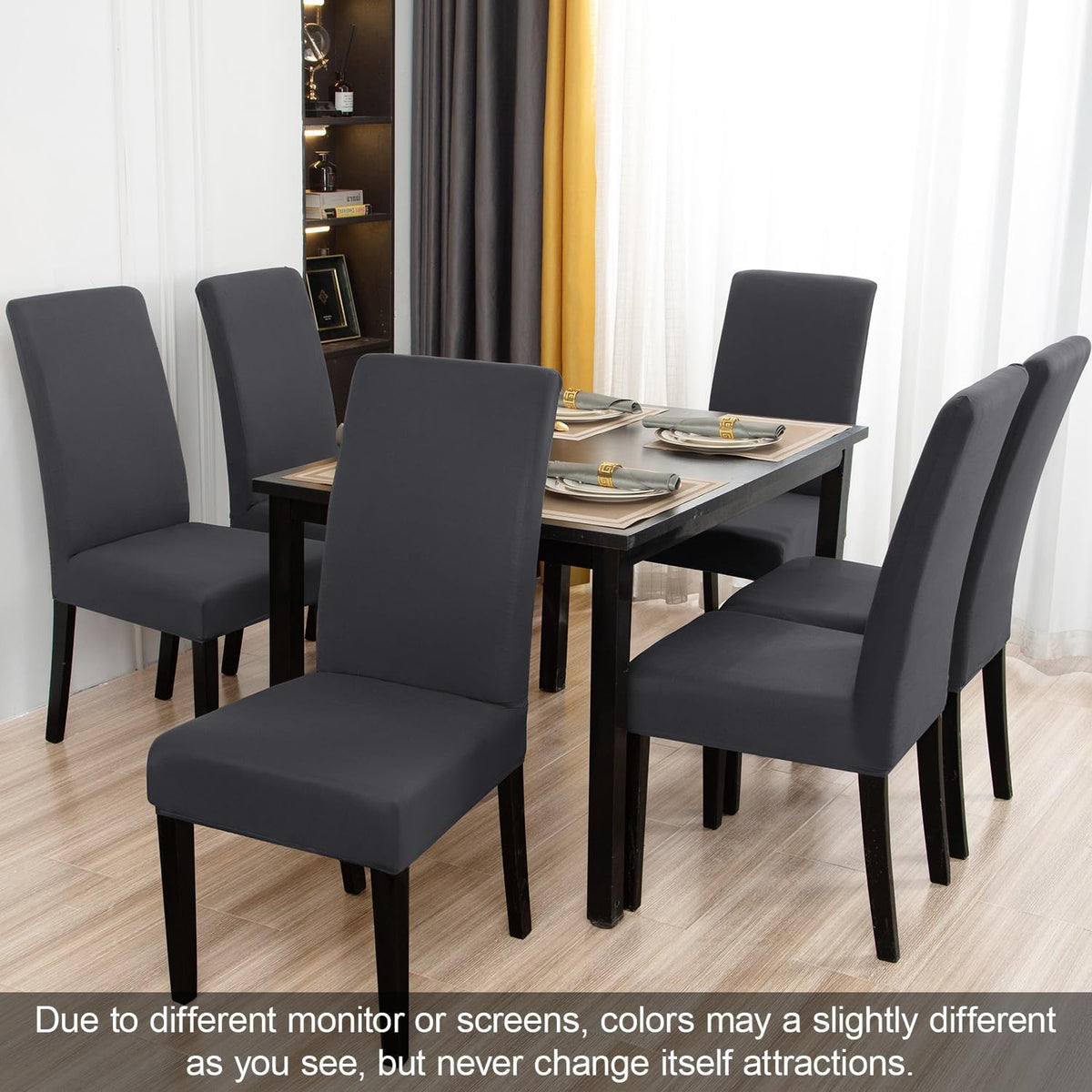 JQinHome Dining Room Chair Covers Set of 8, High Stretch Chair Slipcover Removable Washable Chair Seat Protector Cover for Home Party Hotel Wedding Ceremony (Grey)