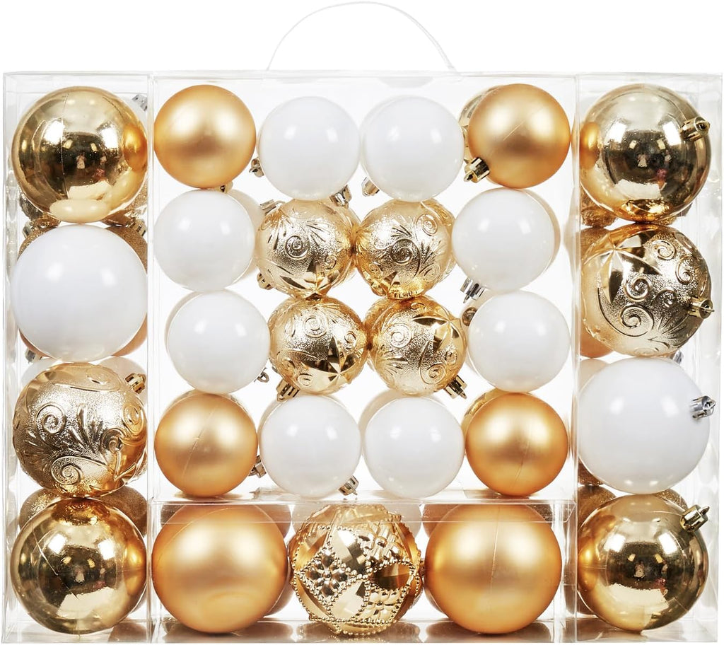 87-Pack Shatterproof Christmas Ball Ornaments Set, Christmas Tree Decorations with Hand-held Gift Package for Xmas Tree Holiday Wedding Party, Gold