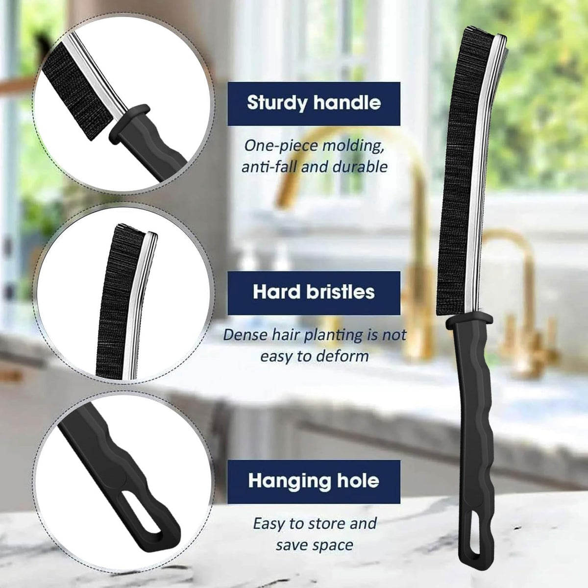 Crevice Cleaning Brush - 6pcs Hard Bristle Shower & Bathroom Gap Cleaning Tools