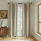 NICETOWN 100% Blackout Beige Linen Curtains 90" Length by NICETOWN