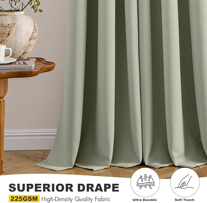 MIULEE Blackout Curtains for Bedroom 2 Panels 40 x 80 Inch Long Sage Green | - Image 5