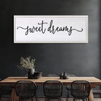 Sweet Dreams Over Bed Wall Decor 32"×12" for Master Bedroom Above Bed Wood Framed Wall Art Sign (White)