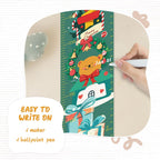 Personalized Name Growth Chart Wall Decor for Kids – Canvas Removable Height Chart Measuring Ruler 59" x 7.9" （Christmas Deer）