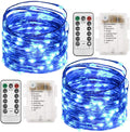 Twinkle Star 2 Pack Christmas Blue Fairy Lights Battery Operated, Total 66 ft 200 Led String Lights Remote Control Timer Twinkle String Lights 8 Modes Firefly Lights for Garden Party Indoor Decor