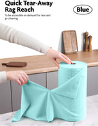Fantasticlean Microfiber Cleaning Cloth Roll -40 Pack, Tear Away Microfiber Towels, 12" x 12", Reusable, Washable, Scratch Free, Ultra Absorbent Dish Rags for Car, Home, Garage or Shop (Blue)