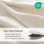 100% Blackout Linen Textured Curtains 96 Inch Long, Butter Cream | 100% - Image 4