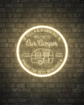 Camper LED Neon Sign for Camping Party Decor, Dimmable Neon Wall Lights Signs for Backyard Patio Garden BBQ Touring Car Decoration, 3D Art Light Up Sign for Housewarming Birthday Gifts