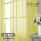 Simplebrand Lemon Sheer Curtains 96 Inches Long, Light Filtering Rod Pocket - Image 3