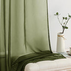MIULEE Olive Green Sheer Curtains 54 X 54 Inches, 2 Panels | Solid Color - Image 4