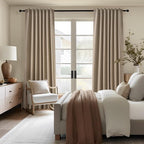 Topfinel Taupe Burlap Linen Blackout Curtains & Drapes 86 Inch Length 2 Panels - Image 5