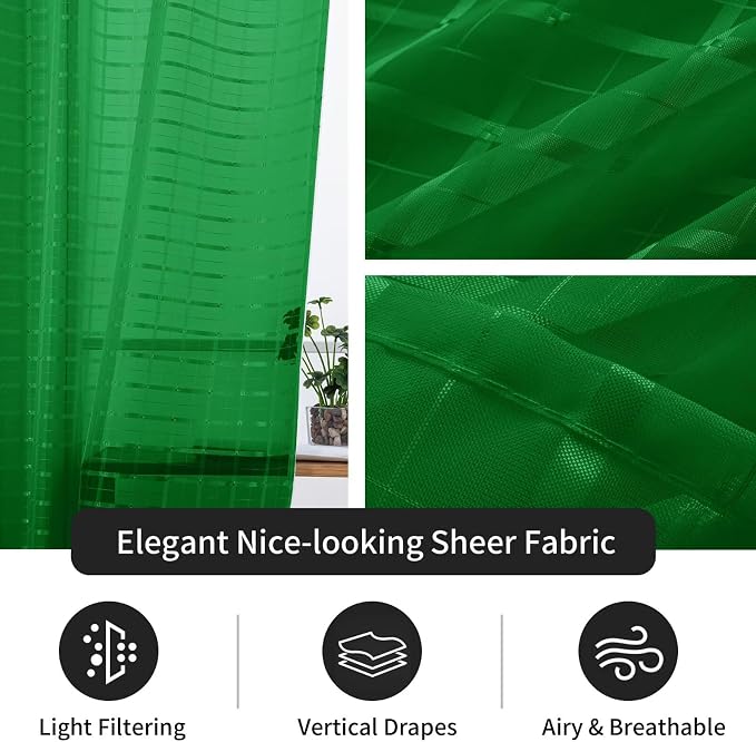 SpaceDresser Check Sheer Curtains 108 Inches Long - Image 4