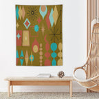 ICMOLYYENLO Boho Medieval Cat Tapestry, Abstract Atomic Starburst Geometric Aesthetic Art Wall Hanging For Bedroom Living Room Dormitory 40x60 Inches