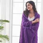 inhand Valentine's Day Gifts Throw Blanket Purple for Couch, Soft Living Room Home Decor Knitted Blanket, Outdoor Lightweight Breathable Summer Blanket, Farmhouse Warm Woven Decorative,50"x60"
