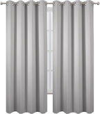 Blackout Curtains 66 x 95 inch/Light Grey Curtains Set of 2 Panels/Thermal - Image 2