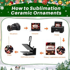 60 Pcs Sublimation Ceramic Ornaments Blank Double-Sided 3 inch Round Sublimation Ornament Blanks for Heat Press Printing Crafting DIY Personalized Christmas Home Decor