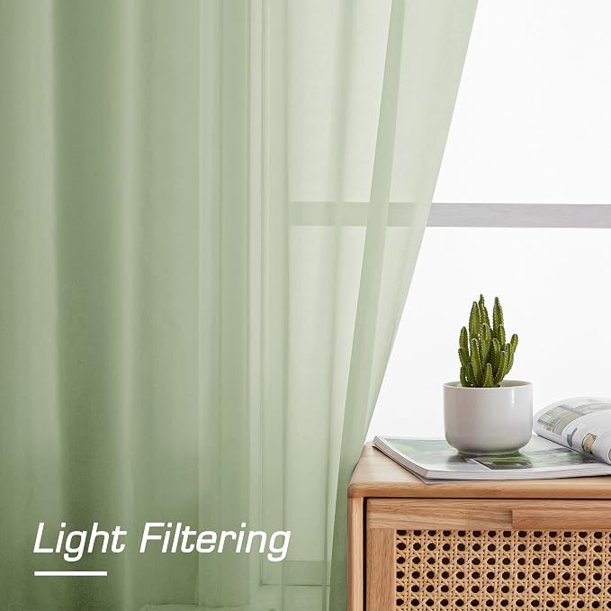 Sheer Curtain 96 Inch Long 2 Panels Set, Light Filtering Clear Rod Pocket Soft - Image 3