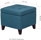 Adeco Square Fabric Storage Ottoman with Tufted Flip Top, 18x18x15