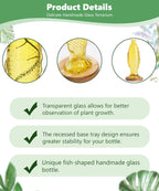 Nacome Fish Vase Glass Plant Terrarium with Wooden Stand,Planter Propagation Station for Home Office Hydroponics Desk Decoration,Unique Gardening Gifts for Plant Lovers Women Mom(Yellow)