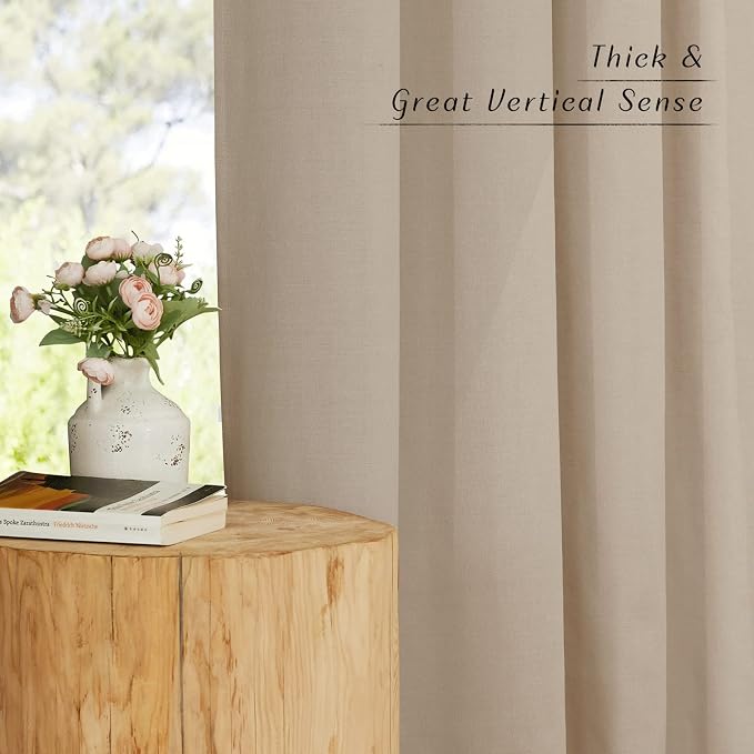 NICETOWN Thick polyester and linen Curtains 96 inch Long, Grommet Semi Sheer - Image 5