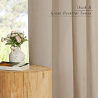 NICETOWN Taupe Thick Linen Curtains 72" Length, Grommet Privacy Window - Image 3