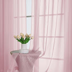 Chyhomenyc Blush Pink Sheer Curtains 63 Inches Long 2 Panels, Light Filtering - Image 2