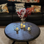 Hewory Glass Hurricane Candle Holder Set of 6, Black Large Hurricane Centerpiece for Table, Tall Floor Square Pillar Candle Holders Lantern Set for Wedding, Anniversary, Party, Fireplace, Dining Room