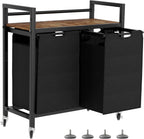 Laundry Hamper, Laundry Basket, Laundry Sorter with 2 Removable Bags, Clothes Basket with 2 Compartments, Wheels, Shelf for Laundry Room Bathroom Bedroom (2 Bags-Black)