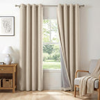 Curtains, Linen Blackout Drapes 50''W x 72''L, 2 Panels, Natural Flax, Thermal by 100BlackoutShield