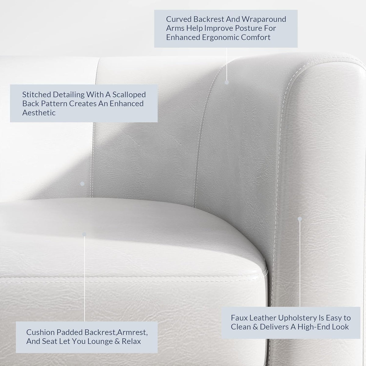 BELLEZE Accent Barrel Chair, Set of 2 lub Tub Sofa Corner Chair with Flared Legs and Cozy Soft Padding for Living Room Bedroom Waiting Room - White