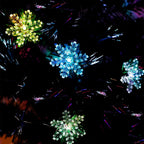 Juegoal 3 ft Pre-Lit Green Artificial Christmas Tree, Lighted Optical Fiber Table Mini Xmas Trees with Color Changing Lights, Snowflakes & Top Star, Fake Multicolored Tree for Festive Party Holiday