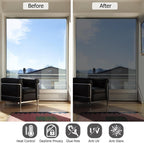 HIDBEA One Way Privacy Window Film, Daytime Privacy Sun Blocking Anti UV Reflective Window Film Heat Control Static Cling Window Tint Film for Home and Office, Black Silver, 41.3 x 78.7 Inch
