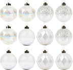 Papyrus 12 Piece Crystal Christmas Glass Ornament Set, 3.15" Dia, 4 Styles Equally Assorted