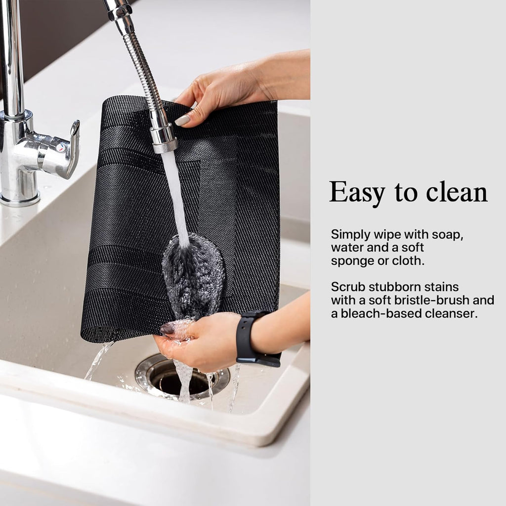Placemats Set of 12 - Easy Clean Woven Vinyl Placemats for Dining Table, Indoor/Outdoor Place Mats, Washable PVC Table Mats（Black Cube）