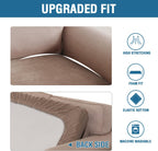 H.VERSAILTEX Velvet Stretch Individual Couch Cushion Cover Plush Slipcover for Loveseat Sofa Furniture Protector Seat Cover (1 Piece Loveseat Cushion Cover, Taupe)