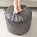 HIGOGOGO Round Stuffed Pouf Ottoman, Pu Leather Poufs with Foam Chunk Filling Foot Stool Storage Ottoman, 26 X 18 Floor Poufs Foot Rest for Living Room, Grey
