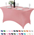 Spandex Table Cover for 4FT or 6ft or 8ft Table Universal Fitted Stretch Tablecloth for Party, Banquet, Wedding and Events-Dusty Pink