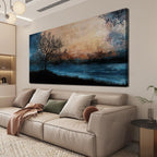 Canvas Wall Art for Living Room Artwork for Walls Black Blue Wall Art Decor Canvas Modern Art Wall Decor Nature Landscap Tree Wall Art Decor Prints Art Work for Home Office Kitchen Wall Decor 24"X48"