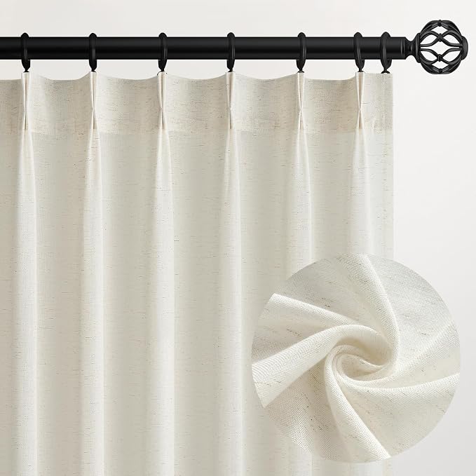 Topfinel Natural Pinch Pleated Linen Curtains 84 Inch Length 2 Panels by Topfinel