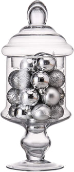 Diamond Star Clear Glass Apothecary Jar Decorative Candy Buffet Jars Elegant Glass Storage Containers (Height: 12" Body: 6")