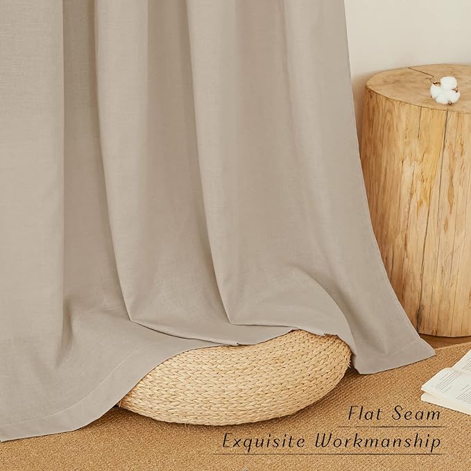 NICETOWN Thick Taupe Linen Curtains 90 inch Length 2 Panels Set, Grommet Semi - Image 6
