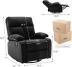 Swivel Rocker Recliner, Rocking Recliners Chair for Small Spaces, Small Rocker Recliner Chair, Nursery Rocking Chairs for Living Room, RV, Nursery, Black