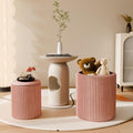 Ottoman with Storage Set of 2, Velvet Storage Ottoman, Upholstered Sponge Vanity Stool Support 300lbs, Multifunctional Coffee Table Foot Rest Ottomans for Living Room Bedroom, Pink