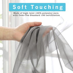 Charcoal Grey Sheer Curtains 36 inches Long, Short Kitchen Window Treatment - Image 3