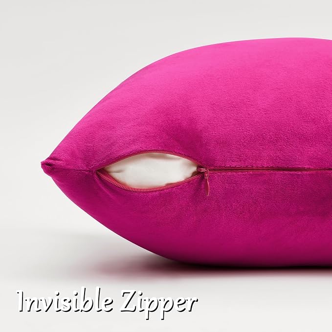 GIGIZAZA Hot Pink Velvet Pillow Covers 20x20 Decorative Pillows Pack of 2 | - Image 3