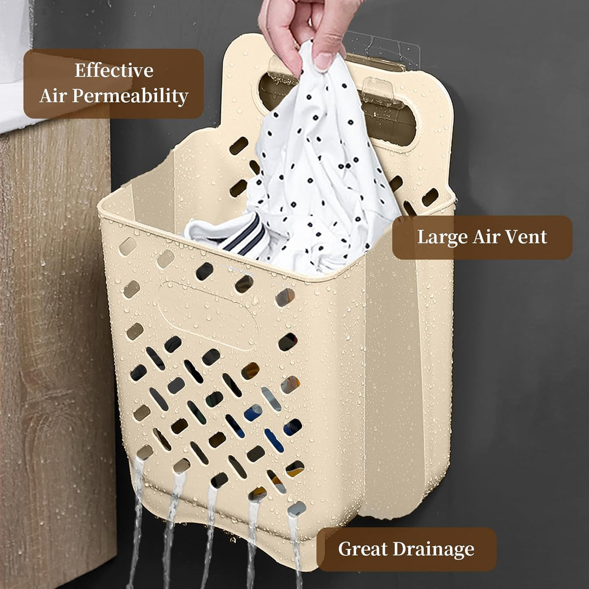 Laundry Basket Hamper,Hanging Wall Collapsible Laundry with Handle,Space-Saving Foldable Storage Dirty Washer Organizer Bin Multi-function Container Waterproof Durable,Set of 2(XL&M)