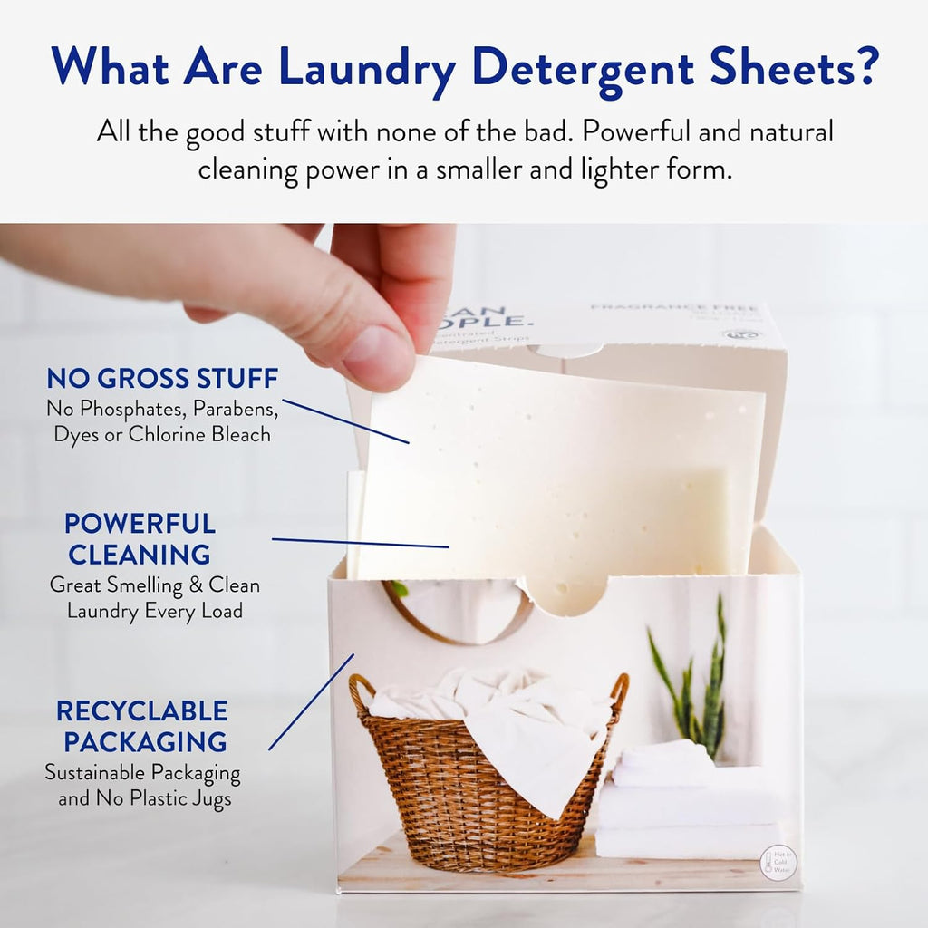 The Clean People Laundry Detergent Sheets - Laundry Soap - Ultra Concentrated, Recyclable Packaging, Stain Fighting - Fresh Scent, 192 Pack