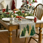 Artoid Mode Xmas Trees Snowflakes Gray Merry Christmas Table Runner, Winter Seasonal Kitchen Dining Table Decoration for Home Party Decor 13x72 Inch