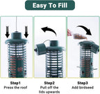 Squirrel Proof Bird Feeder Metal Mesh for Outdoors Hanging,Weight Activated Weatherproof Wild Bird Feeders with Finch Cardinal Chickadee,Large Capacity(Green)