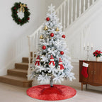 Eternal Beauty Christmas Tree Skirt, 50 Inch Red Sequin Tree Skirt Small Xmas Tree Skirt for Christmas Tree Decorations